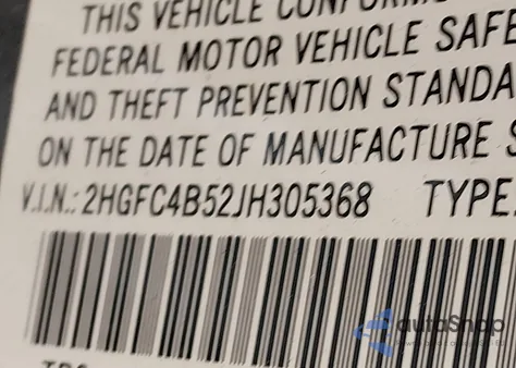2018 Honda Civic Lx from USA, damaged, VIN 2HGFC4B52JH305368